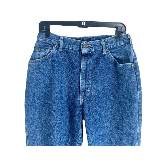 Women's 90's Vintage Lee High Rise Medium Wash Tapered Leg Jeans Size 16 Med - Picture 2 of 7